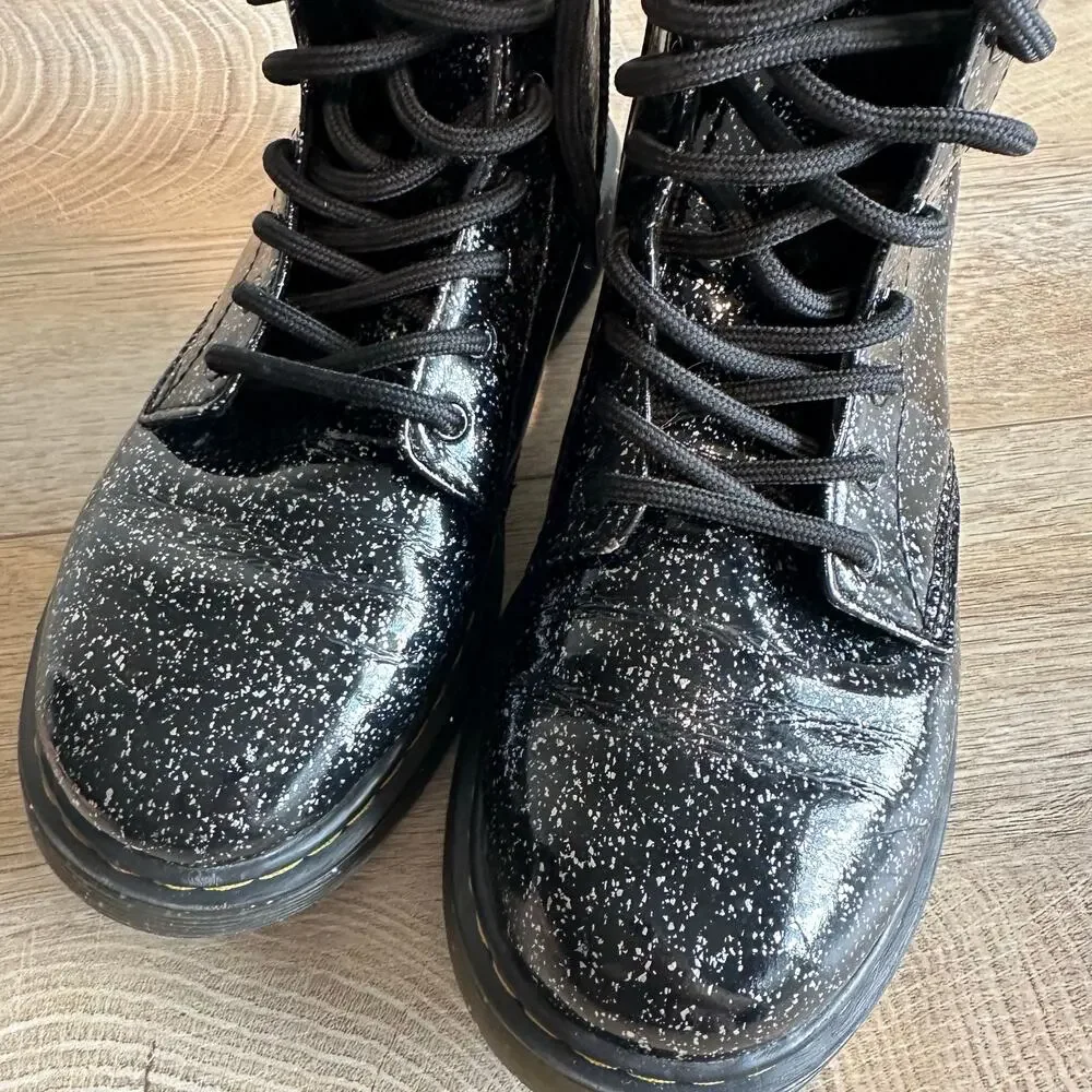 Dr. Marten's 1460 Lace Up Fashion Boot Black Cosmic Glitter US 3